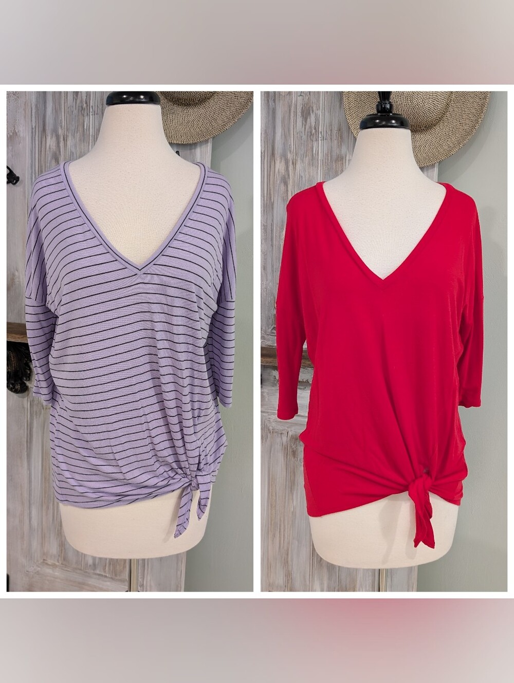 Bundle Of 2 Express V-Neck Tie-Front Women's Tops